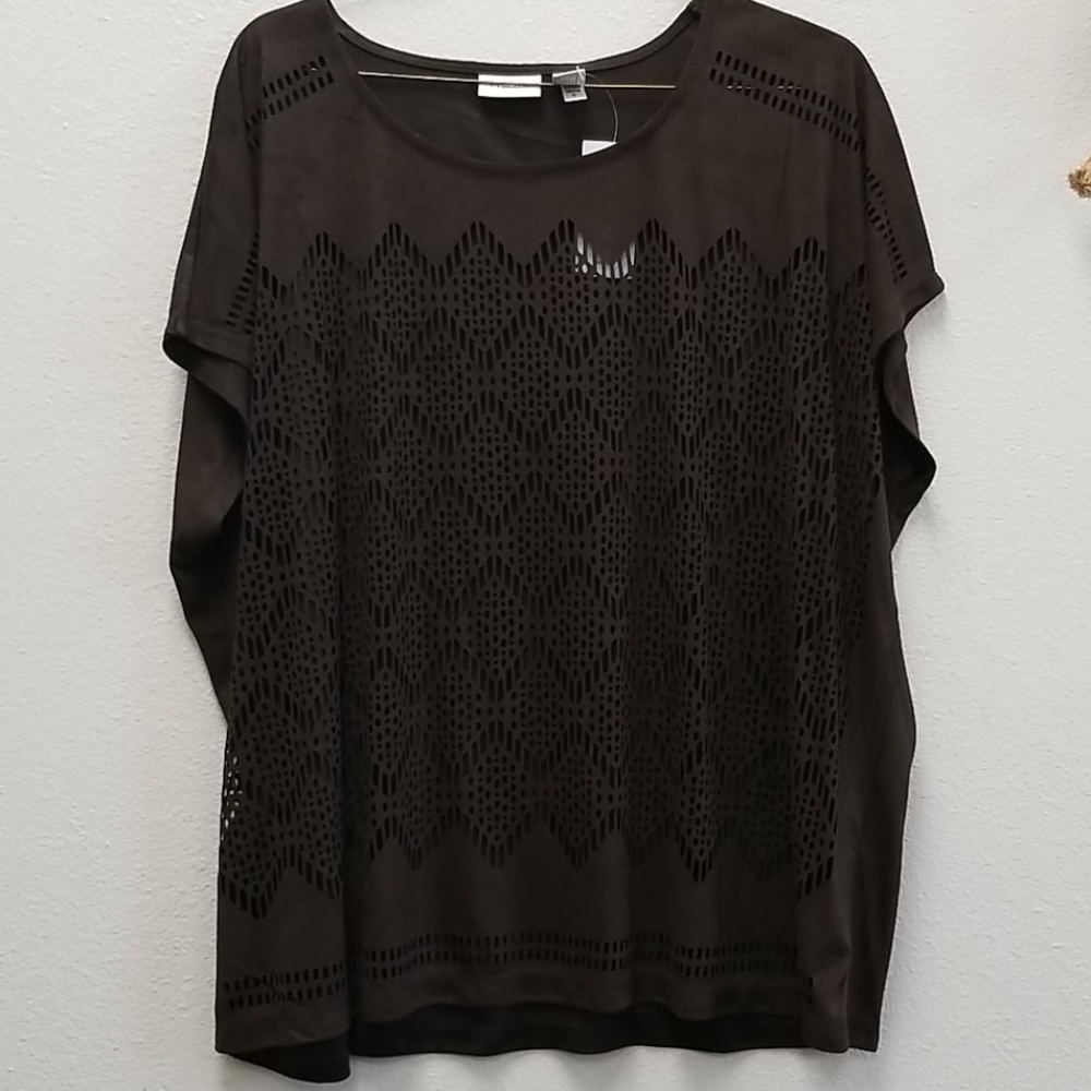 Faux leather Chicos top NWT size 2